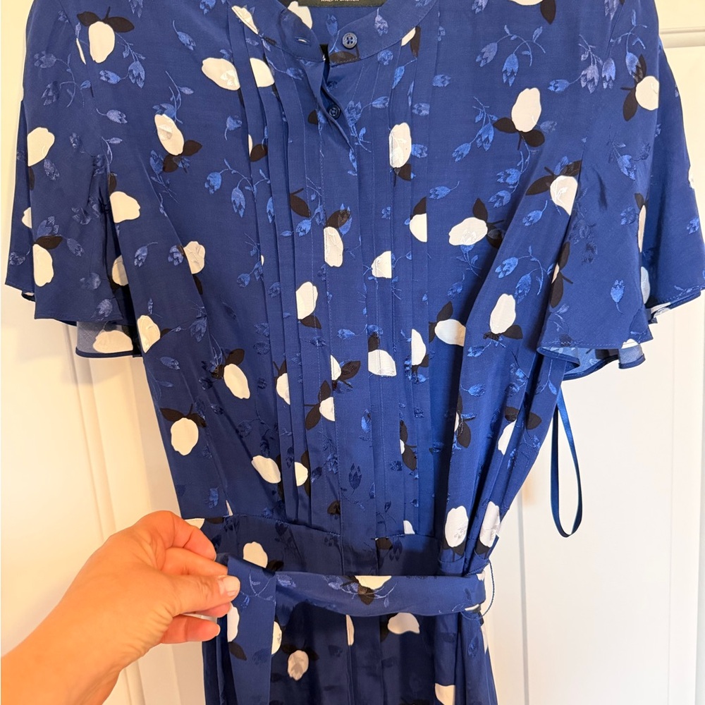 Ralph Lauren Blue Floral Tie-Neck Short Sleeve Dress - Picture 6 of 6
